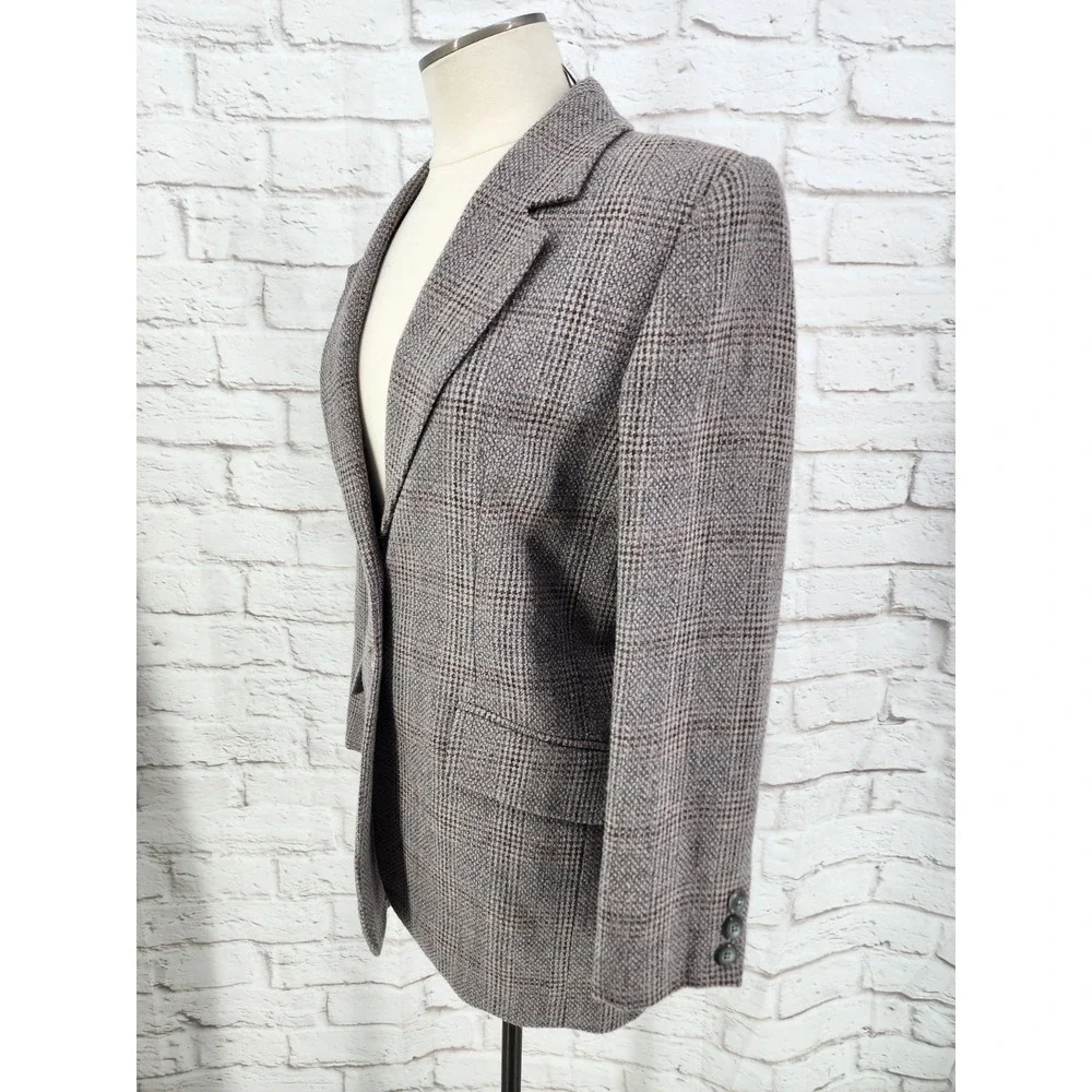Vintage Longline Blazer Plaid 8 Academia Heritage‎ Wool Blend Jacket Career Work